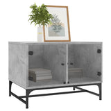 Coffee Table with Glass Doors Concrete Grey 68.5x50x50 cm 836542