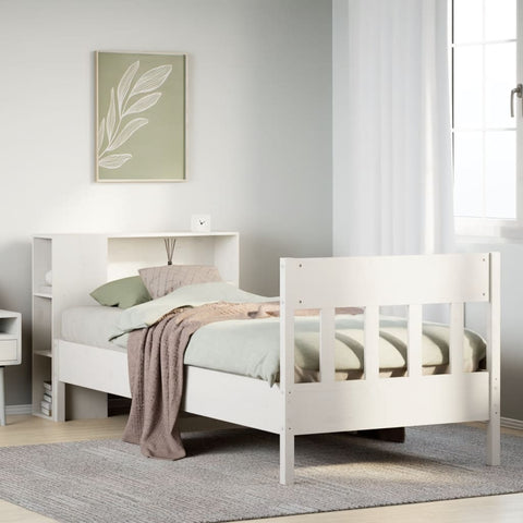 Bookcase Bed without Mattress White 100x200cm Solid Wood Pine 3323198
