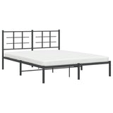 Metal Bed Frame without Mattress with Headboard Black 150x200cm 355563