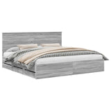 Bed Frame with Drawer Grey Sonoma 200 x 200 cm Engineer Wood 3411087