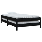 Stack Bed without Mattress Black 90x200 cm Solid Wood Pine 820396