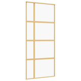 Sliding Door Gold 90x205 cm Clear ESG Glass and Aluminium 155191