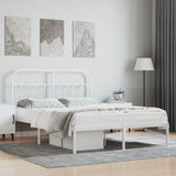 Bed Frame White Steel Double Size Bed Frame Rectangular 352628