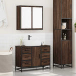 ZNTS 2 Piece Bathroom Furniture Set Brown Oak Engineered Wood 3300904