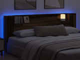 Headboard Cabinet with LED Old Wood 180 x 16.5 x 103.5 cm 8006574