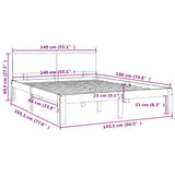 Bed Frame without Mattress White Solid Wood Pine 140x190cm 810476