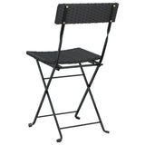 Folding Bistro Chair Set of 4 Black PE Rattan, Powder-Coated Steel 3152112