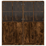 Bookcase with Doors Smoked Oak 136x37x142 cm Engineered Wood 3206528