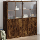 Bookcase with Doors Smoked Oak 136x37x142 cm Engineered Wood 3206528