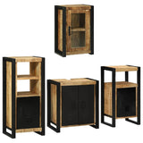 Bathroom Furniture Set with Shelf 4 pcs Brown Solid Mango Wood 3305696
