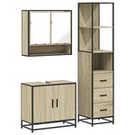 3 Piece Bathroom Furniture Set Sonoma Oak Engineered Wood 3301156