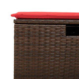 Garden Stool with Cushion Brown 55 x 55 x 37 cm Poly Rattan 366230