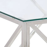 ZNTS Coffee Table Silver Stainless Steel and Tempered Glass 349977