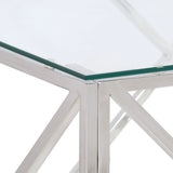 ZNTS Coffee Table Silver Stainless Steel and Tempered Glass 349977