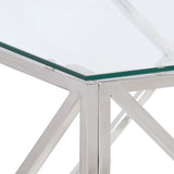 Coffee Table Silver Stainless Steel and Tempered Glass 349977