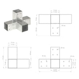 Post Connectors 4 pcs X Shape Galvanised Metal 71x71 mm 145460