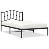 Metal Bed Frame without Mattress with Headboard Black 107x203cm 373785
