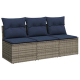 Garden Sofa with Cushion 7 pcs Grey and beige Poly rattan 366166