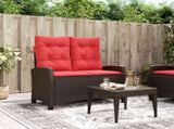 Reclining Garden Bench with Cushions Brown Poly Rattan 368232