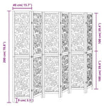 Room Divider 6 Panels Black Solid Wood Paulownia 358763