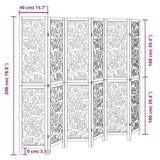 Room Divider 6 Panels Black Solid Wood Paulownia 358763