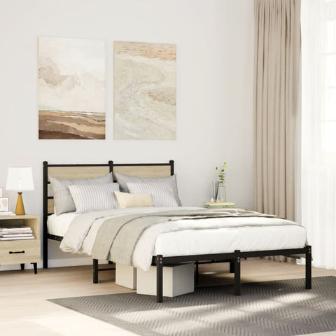 ZNTS Metal Bed Frame without Mattress Sonoma Oak 120x190 cm Small Double 4017099