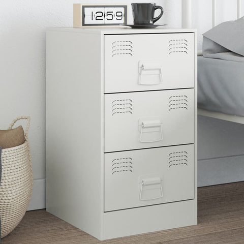 ZNTS Bedside Cabinet White 34.5x39x62 cm Steel 841785