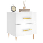 ZNTS Bedside Cabinets 2 pcs High Gloss White 40x35x47.5 cm Engineered Wood 827281