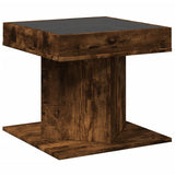 Coffee Table with LED Smoked Oak 50x50x45 cm Engineered Wood 847564
