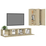 4 Piece TV Cabinet Set Sonoma Oak Engineered Wood 3079001