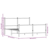 Metal Bed Frame without Mattress Brown Oak 140x200 cm 3301370
