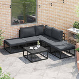 Garden Sofa Set with Cushion 6 pcs Black Aluminium 3378870