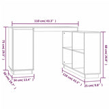 ZNTS Desk 110x50x75 cm Solid Wood Pine 814504