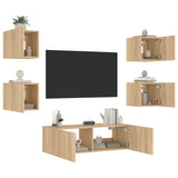 5 Piece TV Wall Cabinets with LED Lights Sonoma Oak 3216862