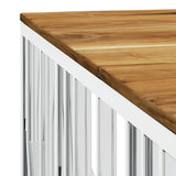Coffee Table Silver Stainless Steel and Solid Wood Acacia 350071