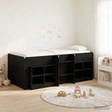 Loft Bed Frame with Cabinet 3 pcs Black Engineered Wood 3423407