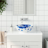 Countertop Basin White and Blue Round 41x14 cm Ceramic 155048
