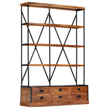 284423 4-Tier Bookcase with 6 Drawers 122x36x181 cm Solid Mango Wood