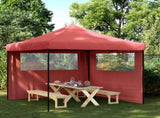 Foldable Party Tent Pop-Up with 2 Sidewalls Burgundy 4004924