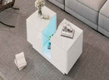 Led Coffee with 2 Drawer Storage, High Gloss Coffee for Living Room Unique Shape Centre N605P287896W