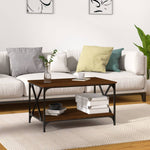 ZNTS Coffee Table Brown Oak 80x50x45 cm Engineered Wood and Iron 823321