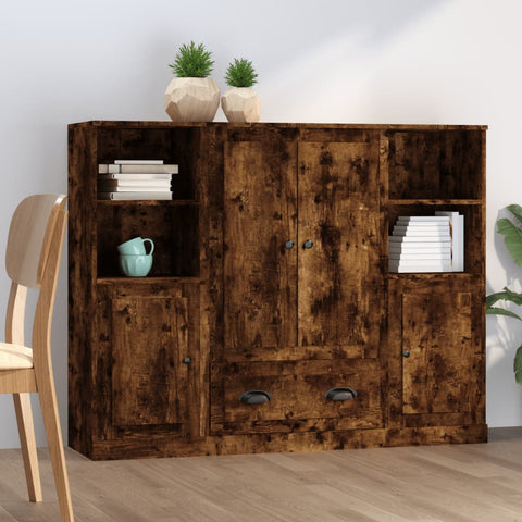 Highboards 3 pcs Smoked Oak Engineered Wood 3185324