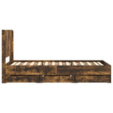 Bed Frame with Storage and Headboard Smoked Oak 75 x 190 cm 3413993