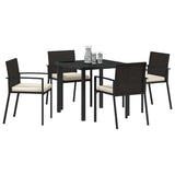 Garden Dining Set 5 pcs Black Powder-Coated Steel 3379248