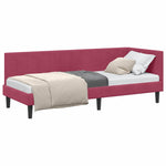 Corner Bed Frame with Headboard Wine red 80 x 200 cm Velvet 42016332