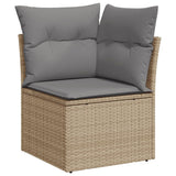 10 Piece Garden Sofa Set with Cushions Beige Poly Rattan 3228899