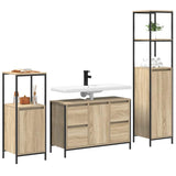 Bathroom Furniture Set with Drawer 3 pcs Sonoma oak and Black 3328380