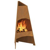 Fire Pit Brown 50 x 50 x 95 cm Weathering Steel 858941