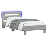 Bed Frame with LED Grey Sonoma 80 x 200 cm Engineered Wood 8008995