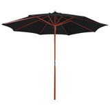 Garden Parasol with Wooden Pole 300x258 cm Black 47124